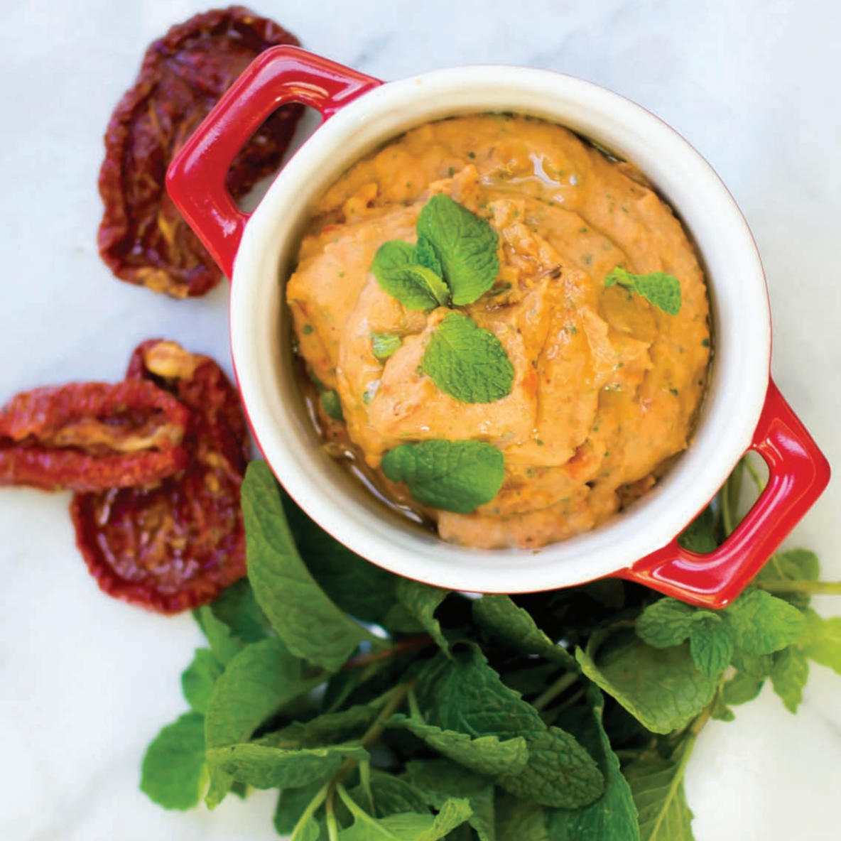 Sun-Dried Tomato & Mint Hummus Recipe (Creamy Homemade Chickpea Dip)