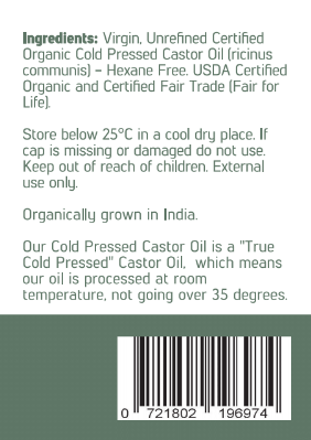 Close-up of the Grasses of Life Organic Castor Oil label