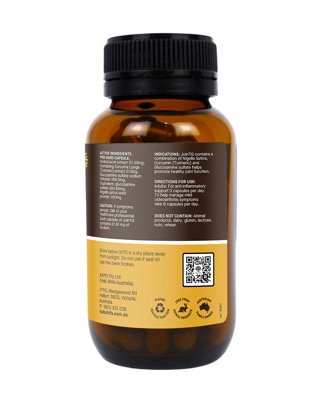 Brown supplement bottle with label on a white background