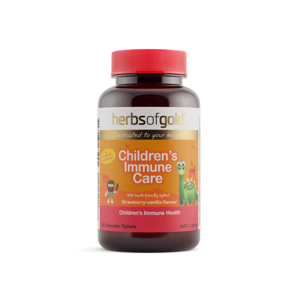 Herbs of Gold Children's Immune Care 60 chewable tablets bottle.