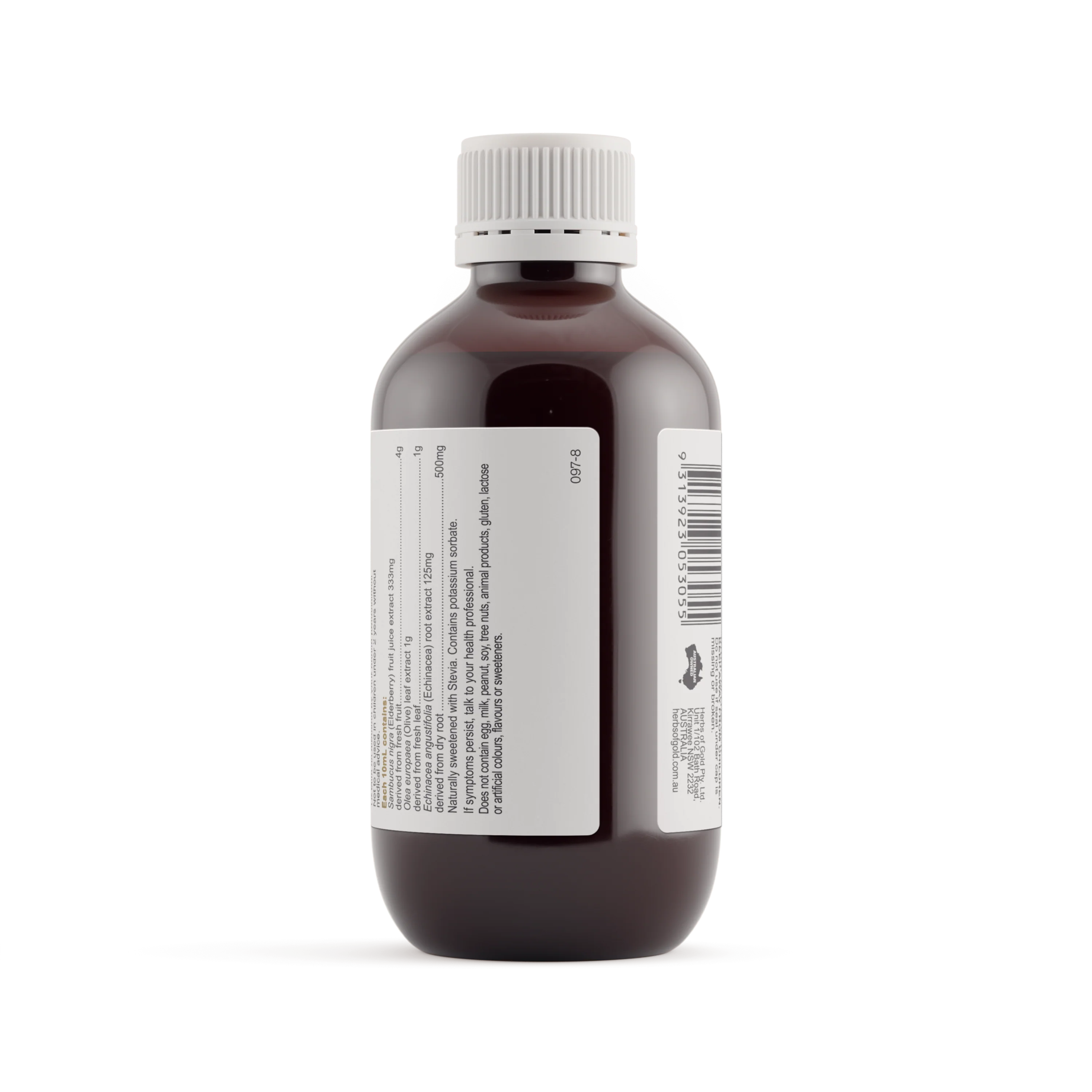 Bottle with a label on a white background