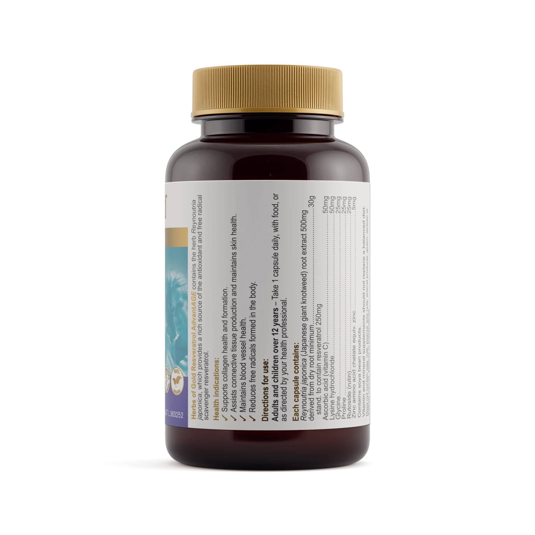 Supplement bottle with label on white background