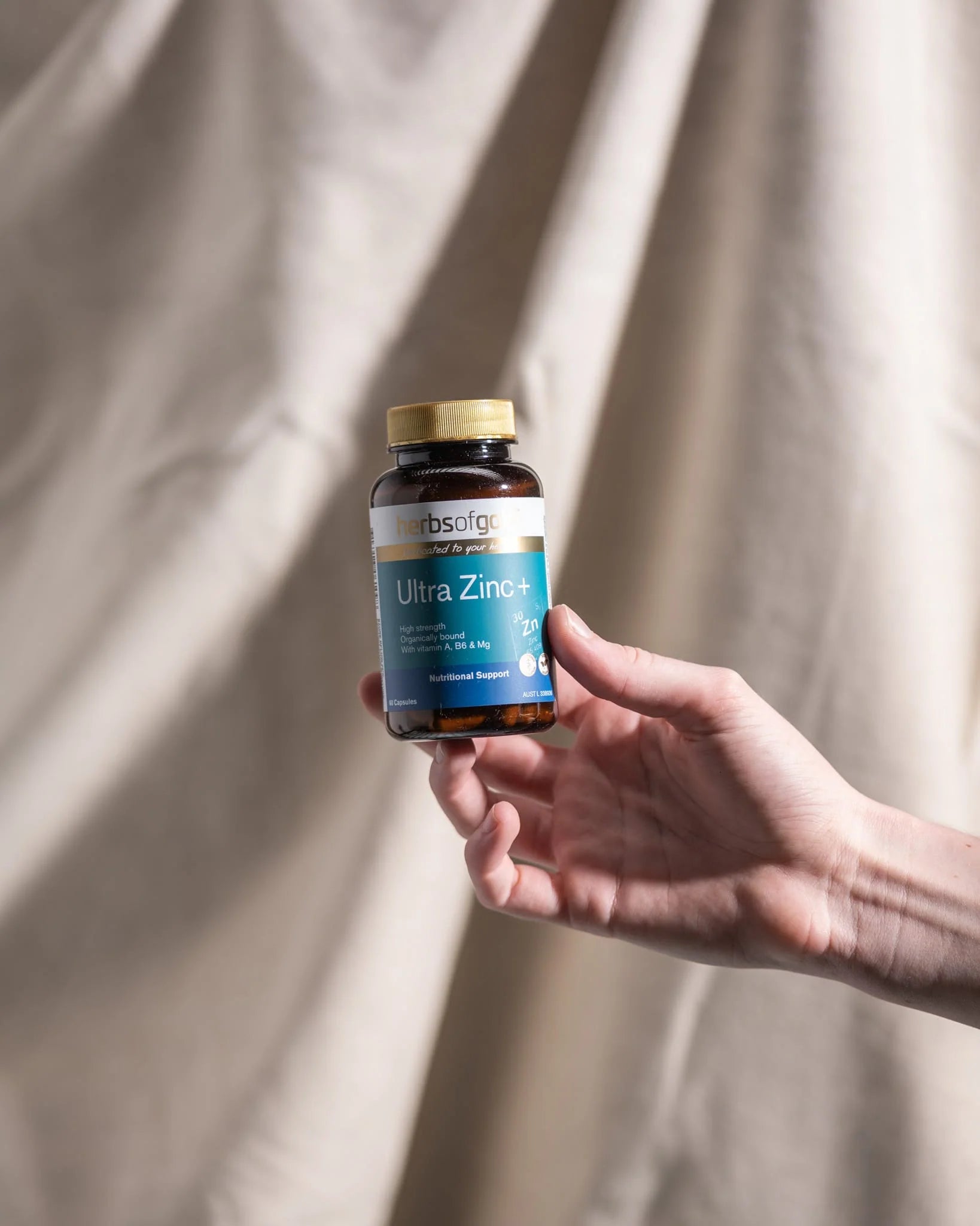 Herbs of Gold Ultra Zinc+ 60 Capsules bottle