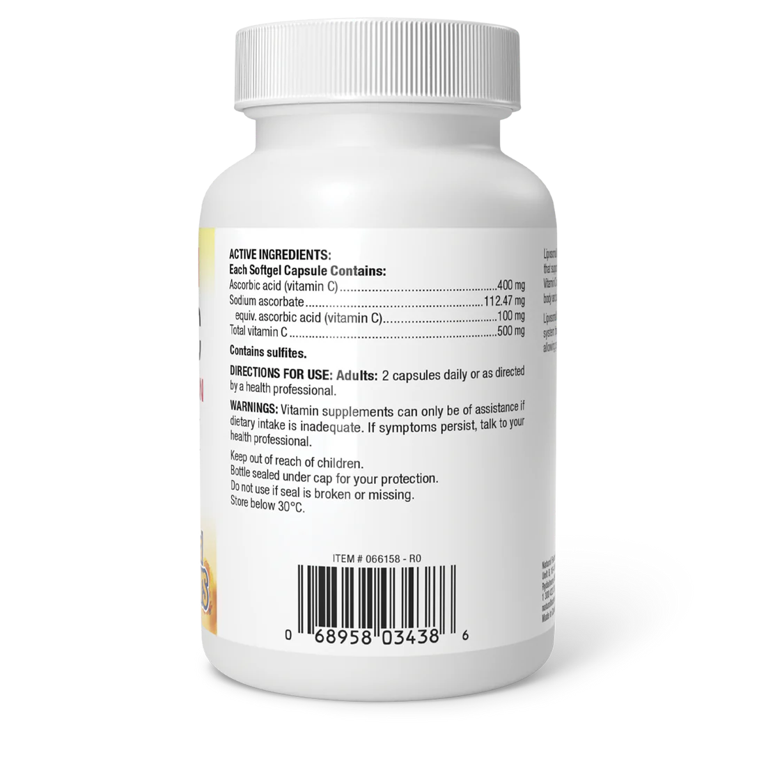 Supplement bottle with label on a white background