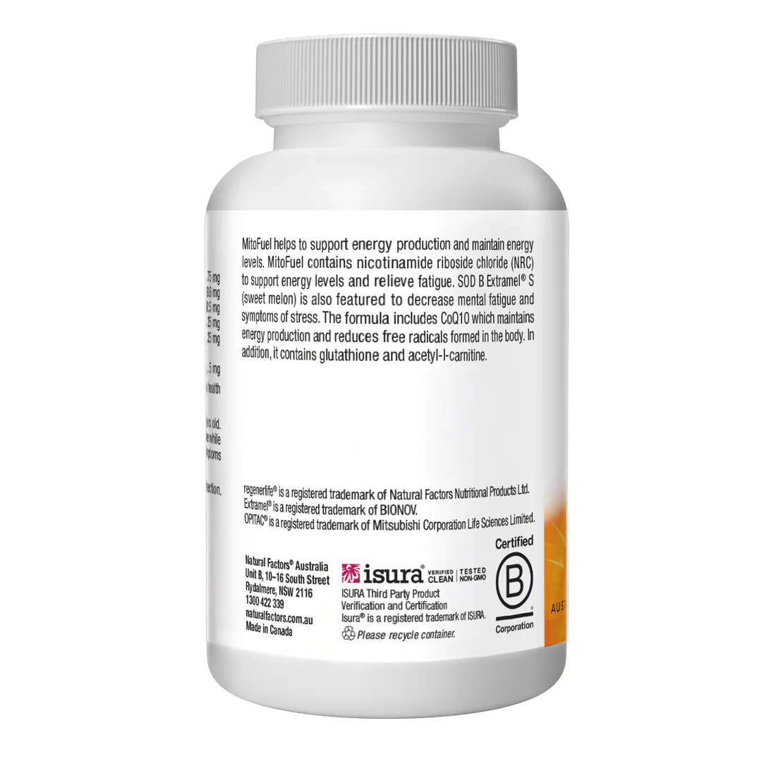 Supplement bottle with label on a white background