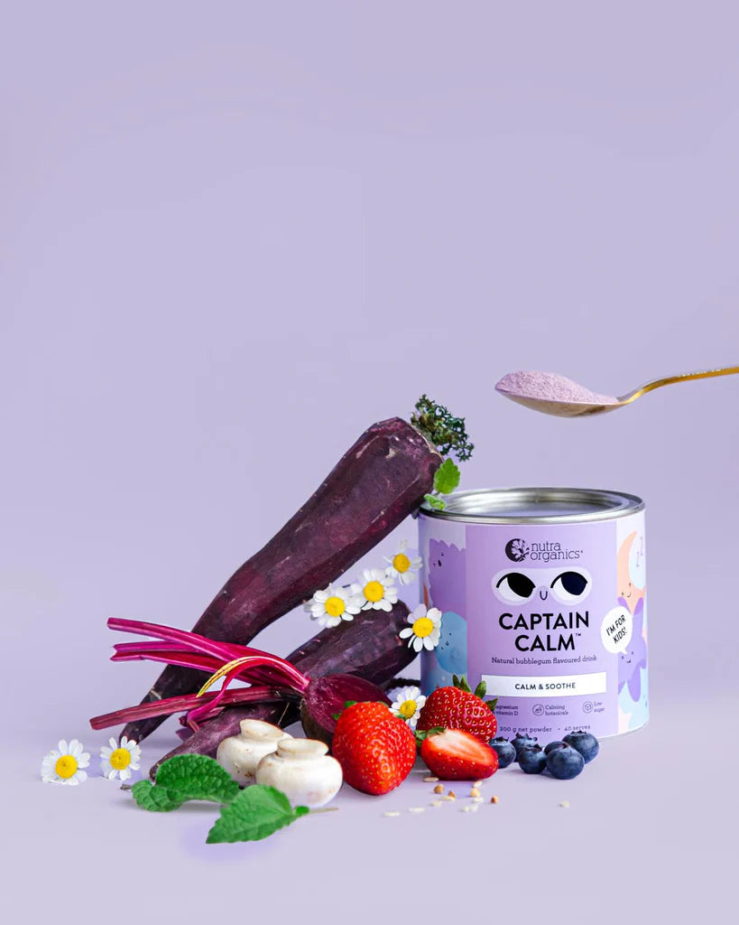 Nutra Organics Captain Calm 200g powder for kids in a tub