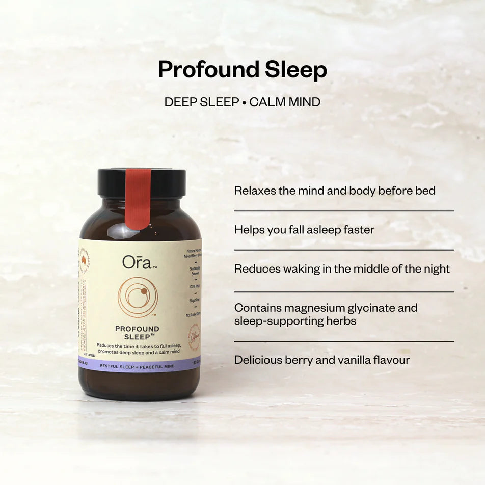 Sleep supplement bottle with text on a soft background