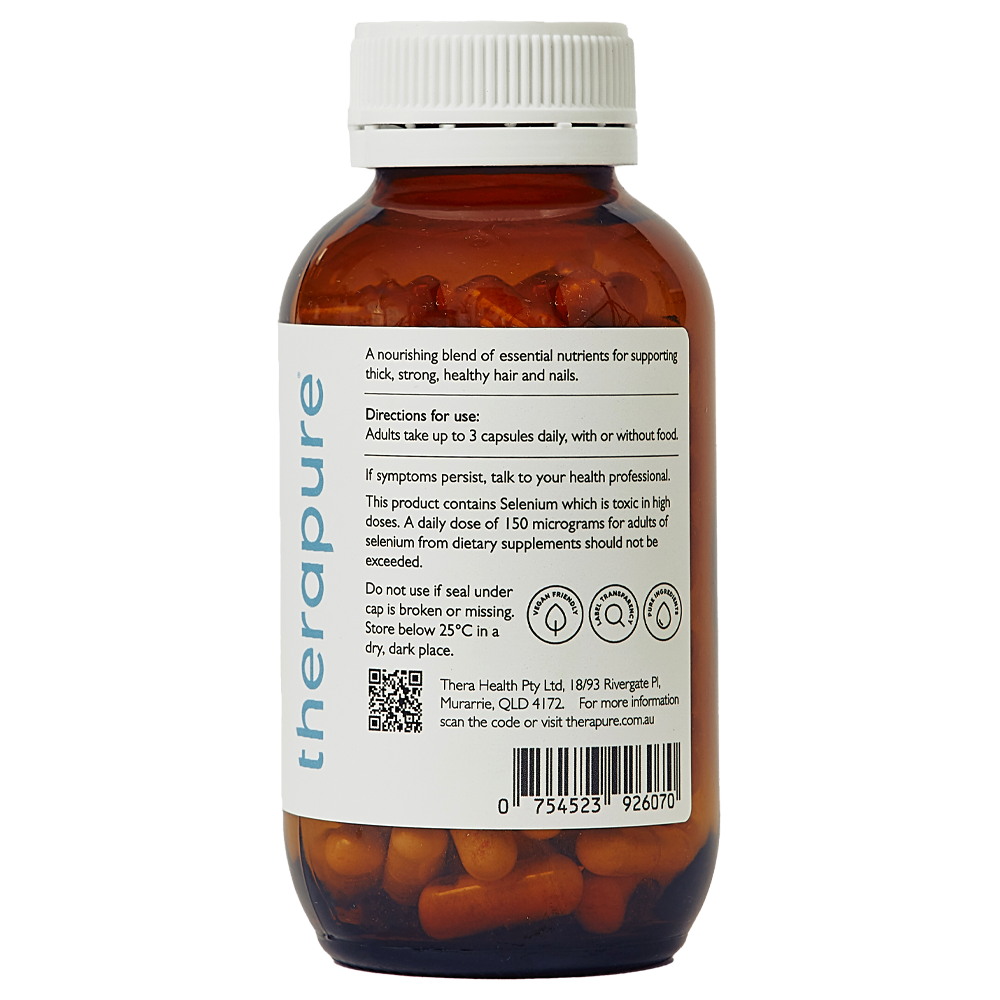 Bottle of therapure vitamins with label on a white background