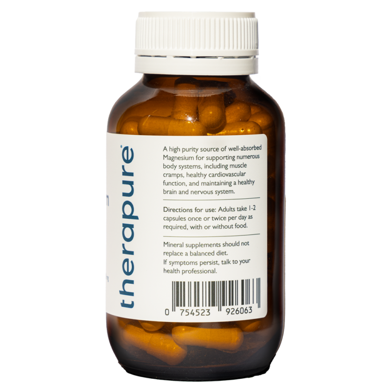 Therapure supplement bottle with label on a white background