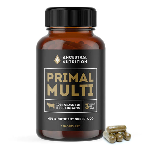 Ancestral Nutrition- Primal Multi- Grass Fed Beef, Liver, Heart and Kidney Organs- (120 Capsules) - Nourishing Apothecary