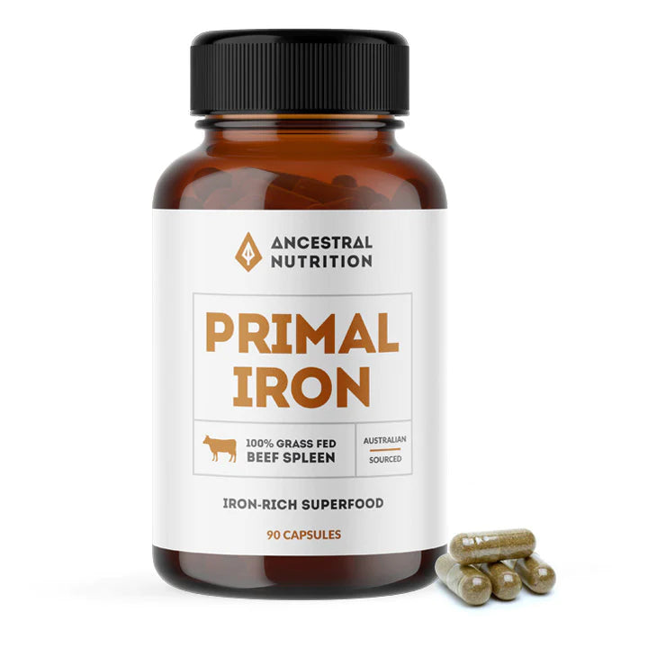 Ancestral Nutrition- Primal Iron (100% Grass-Fed Beef Spleen)- 90 Capsules - Nourishing Apothecary