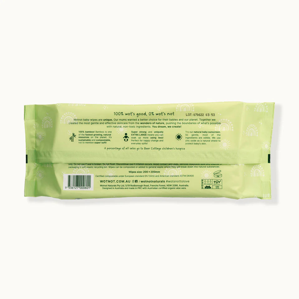 WOTNOT Natural Baby Wipes 70pk - Nourishing Apothecary