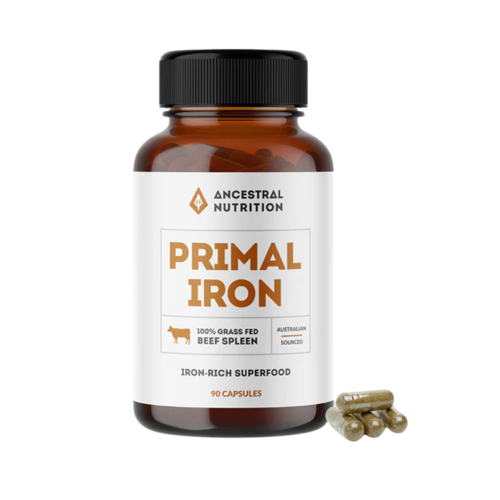 Ancestral Nutrition- Primal Iron (100% Grass-Fed Beef Spleen)- 90 Capsules