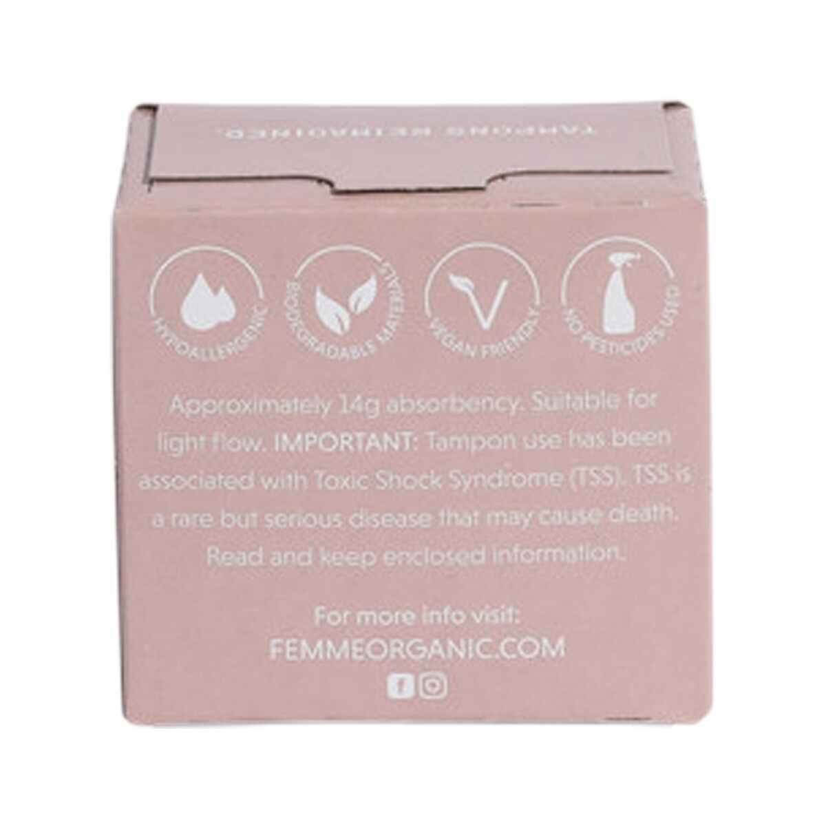 Femme Organic Organic Cotton Tampons Super x 15 Pack - Nourishing Apothecary