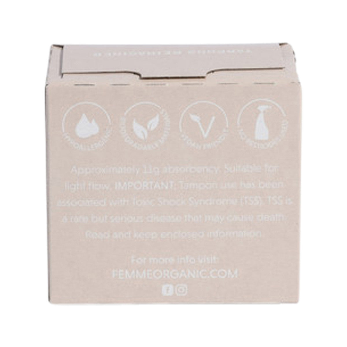 Femme Organic Organic Cotton Tampons Regular x 18 Pack - Nourishing Apothecary