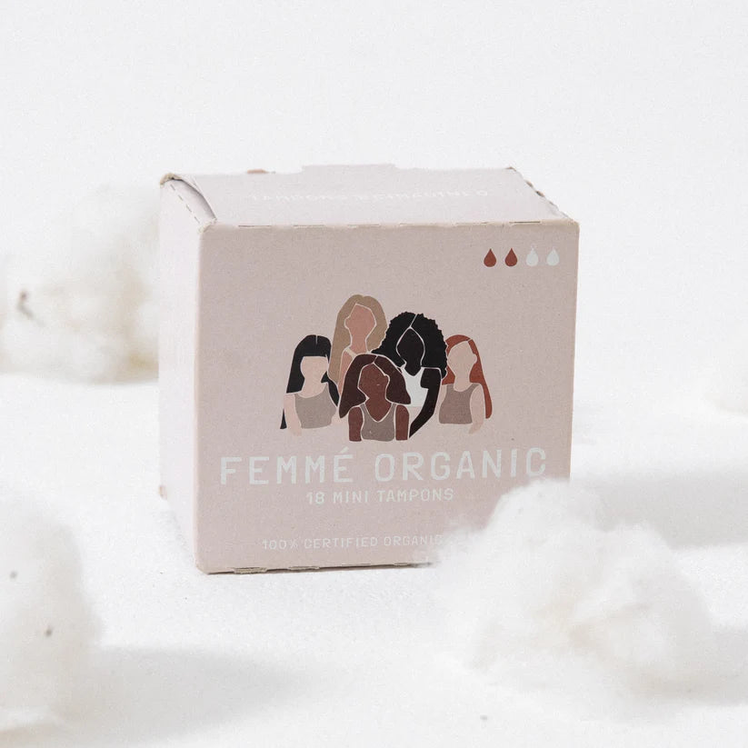 Femme Organic Organic Cotton Tampons Mini x 18 Pack - Nourishing Apothecary