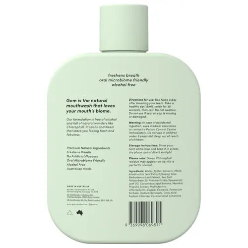 Gem Natural Mouthwash Crisp Mint 500ml - Nourishing Apothecary