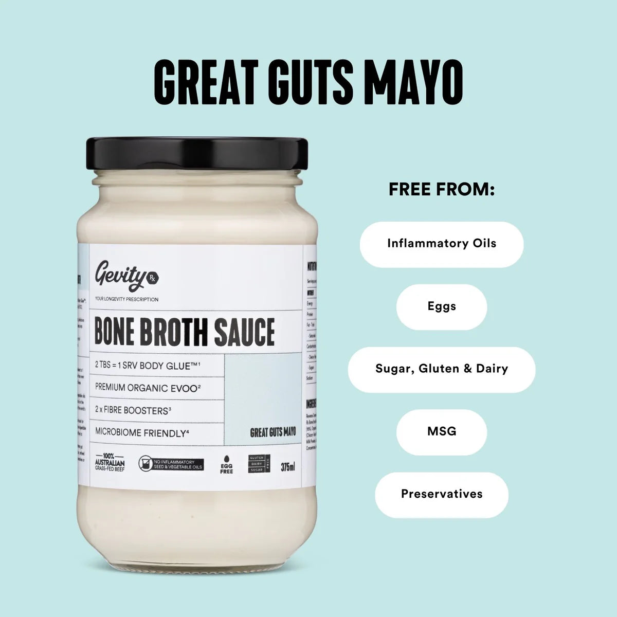 Gevity RX Bone Broth Sauce- Great Guts Mayo - Nourishing Apothecary