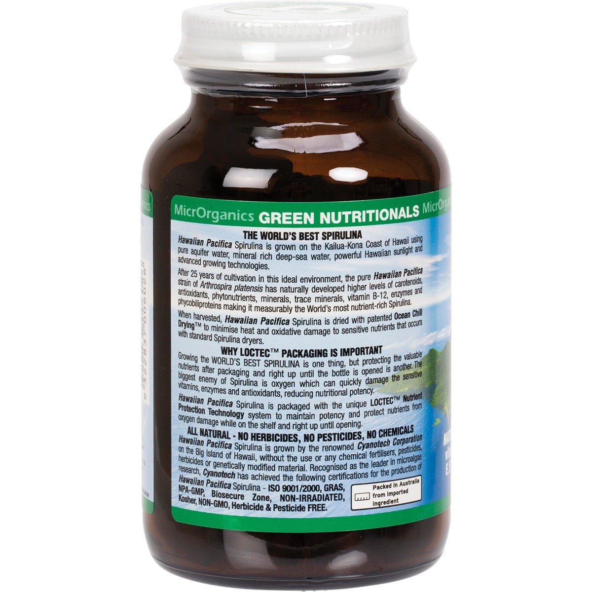 Green Nutritionals: Hawaiian Pacifica Spirulina- 200 Tablets - Nourishing Apothecary