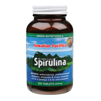 Green Nutritionals: Hawaiian Pacifica Spirulina- 200 Tablets