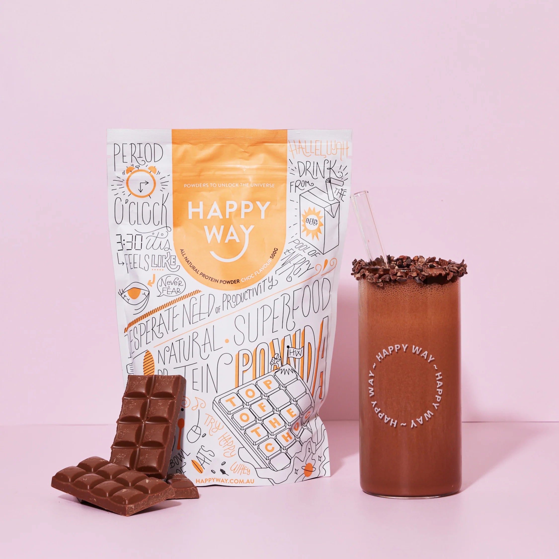 Happy Way Whey Protein Powder- Chocolate - Nourishing Apothecary