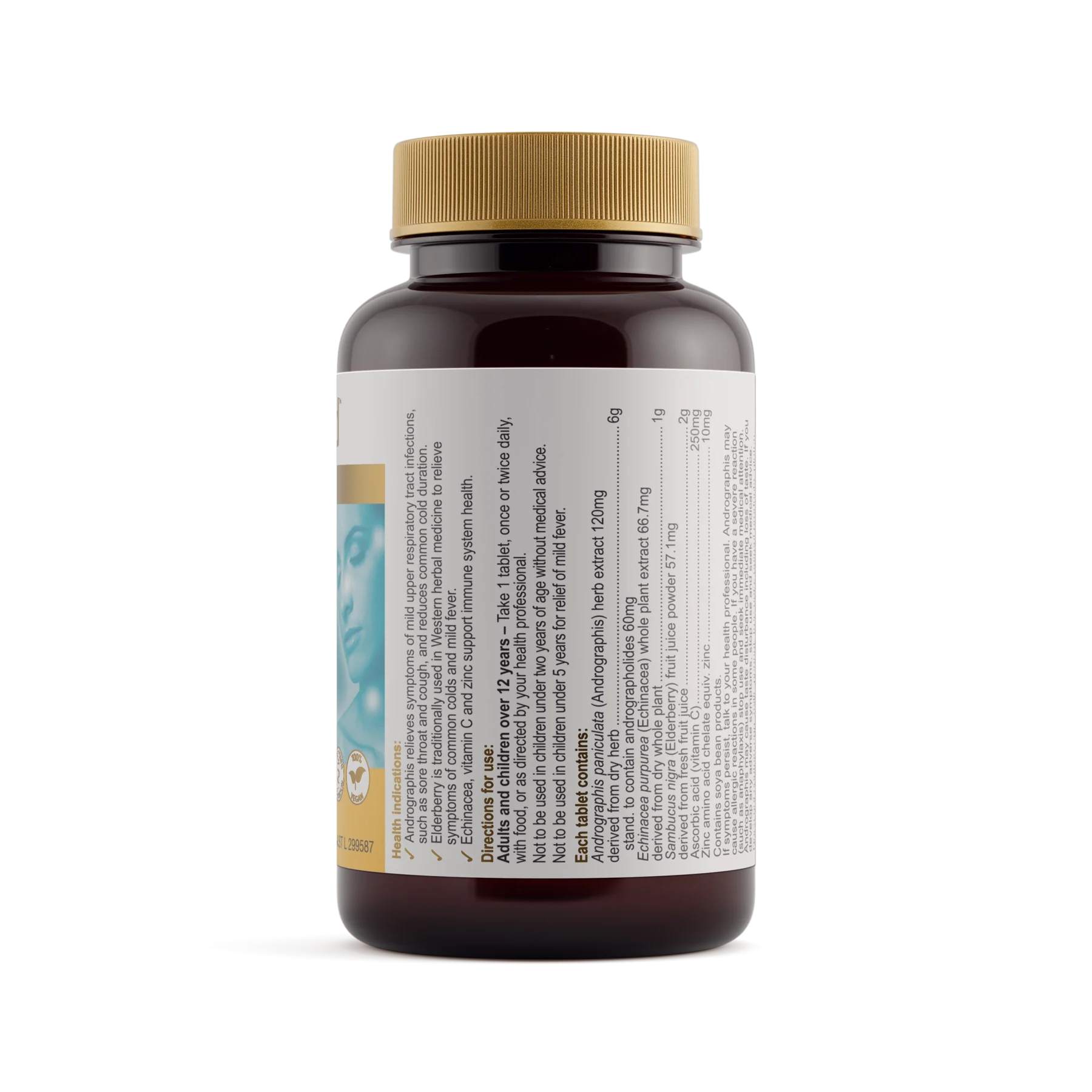 Supplement bottle with label on white background