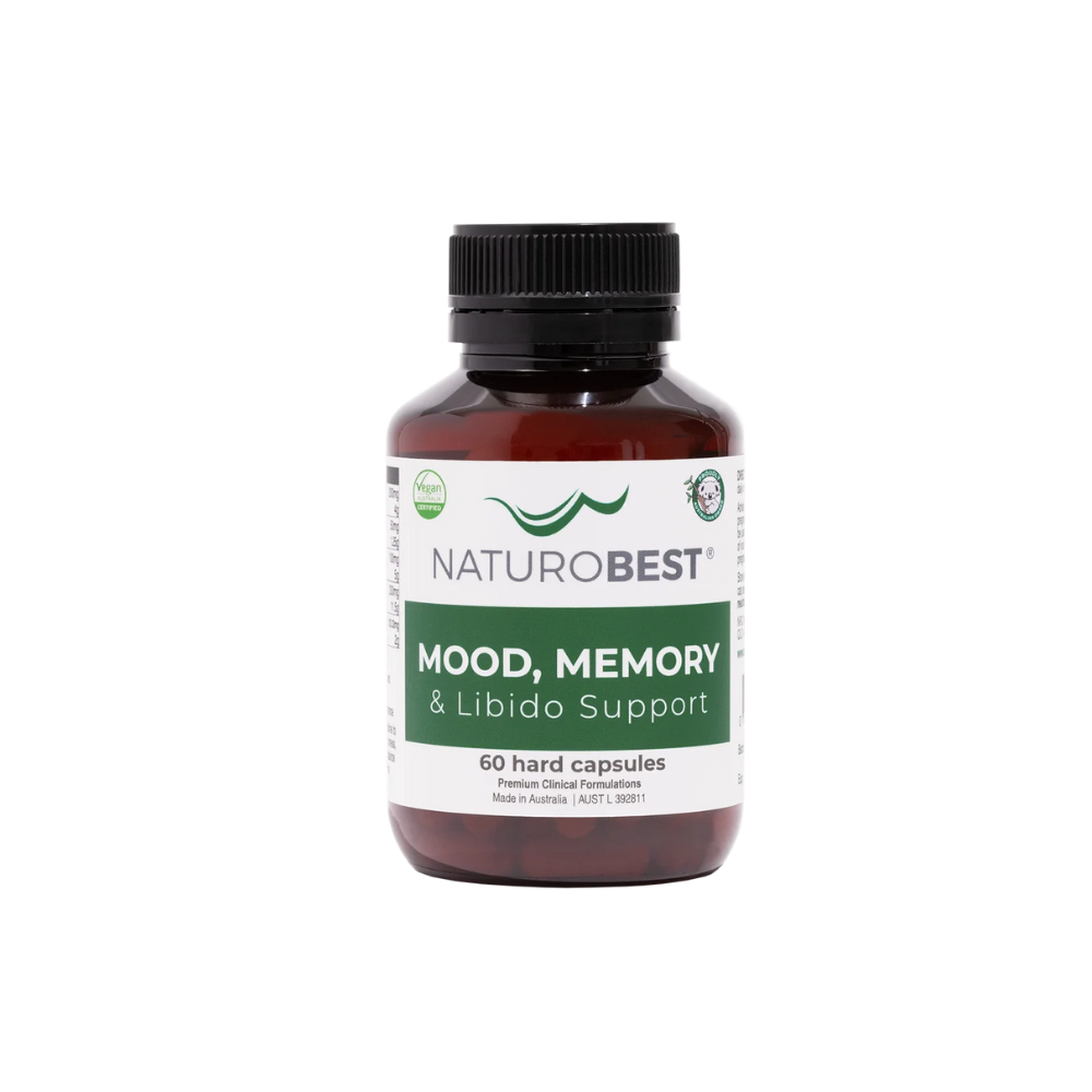 NaturoBest Mood, Memory & Libido Support bottle for natural health.