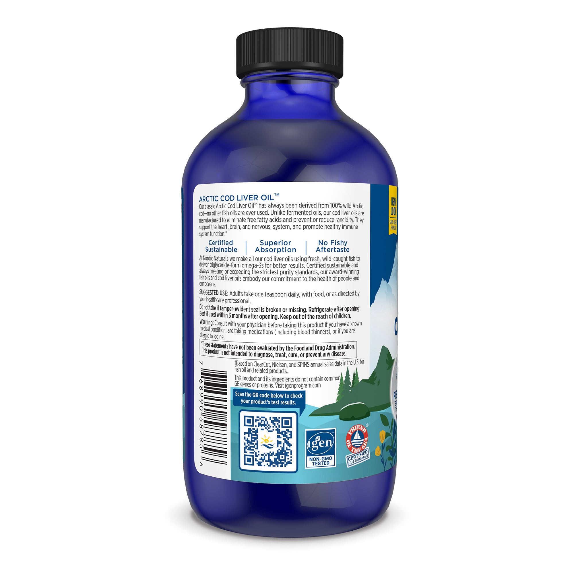 Lemon-flavoured Nordic Naturals Cod Liver Oil for daily wellness and heart health.