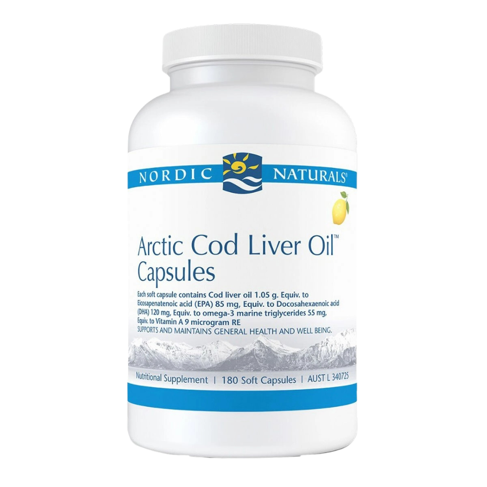 Nordic Naturals Arctic Cod Liver Oil - Lemon-flavoured omega-3 gels. Heart and brain health support with wild Arctic cod oil. Omega-3 soft gels for optimal absorption and wellness