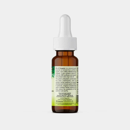 Organic steam-distilled oregano oil to support immune function, relieve seasonal ailments, and combat oxidative stress.